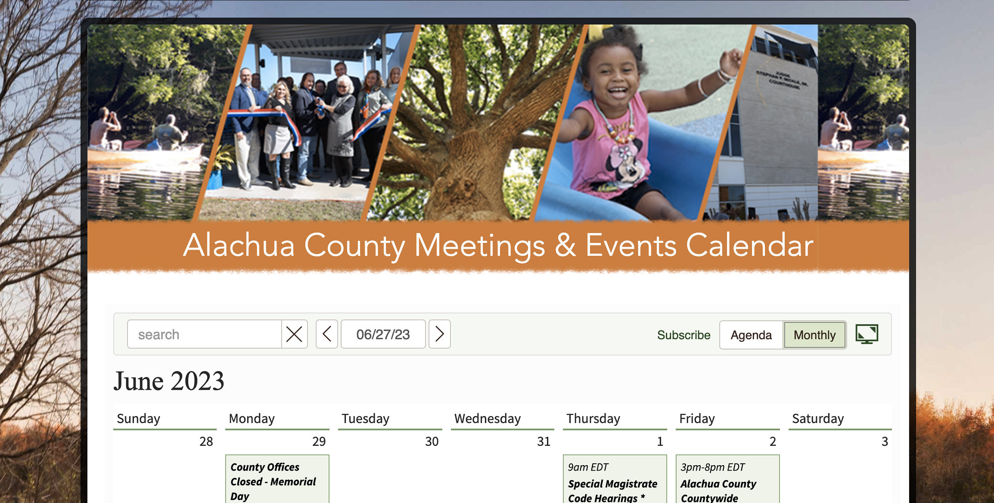 meetings and events calendar