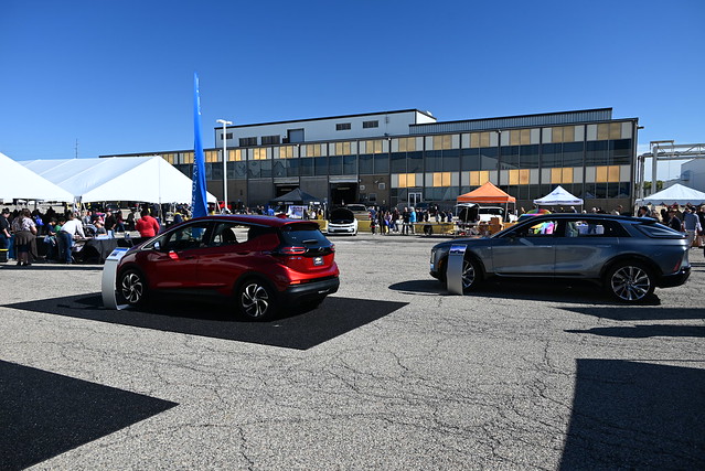 Electric Chevy Bolt and Cadillac Lyric on display at Lansing Grand River assembly plant tour