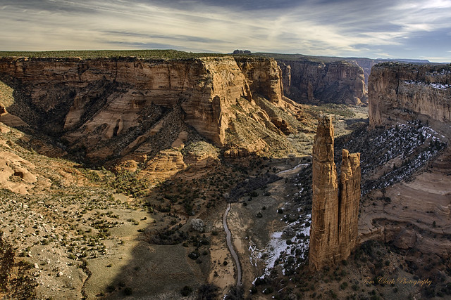 Spider Rock in morning light. Canyon De Chelly NP, Arizona