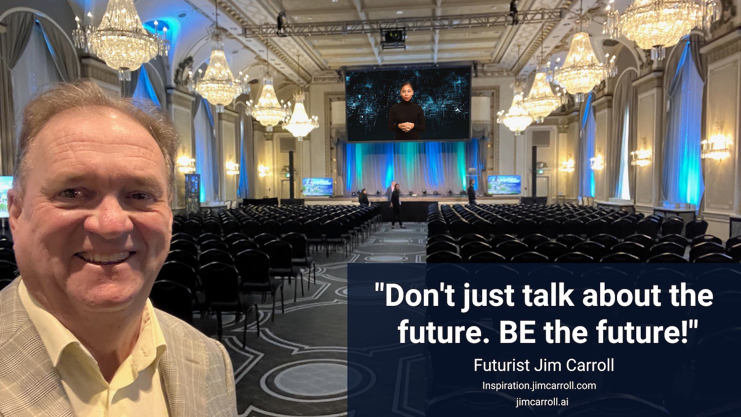 Blank "Don't just talk about the future. BE the future!" - Futurist Jim CarrollCompany Profile Business Presentation in Navy Blue Black and White Simple Corporate Dark Style - 1
