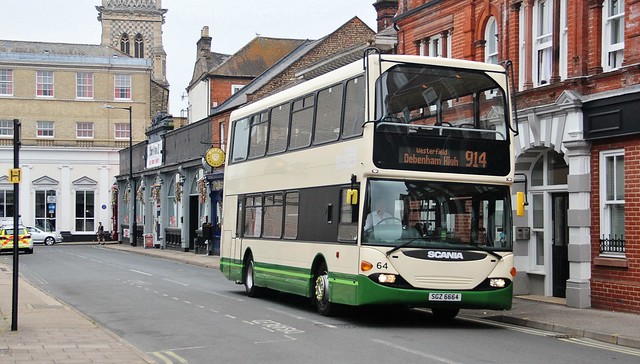 SGZ 6664, Ipswich Buses Scania Omnidekka 64, Great Colman Street, 28th. June 2023.