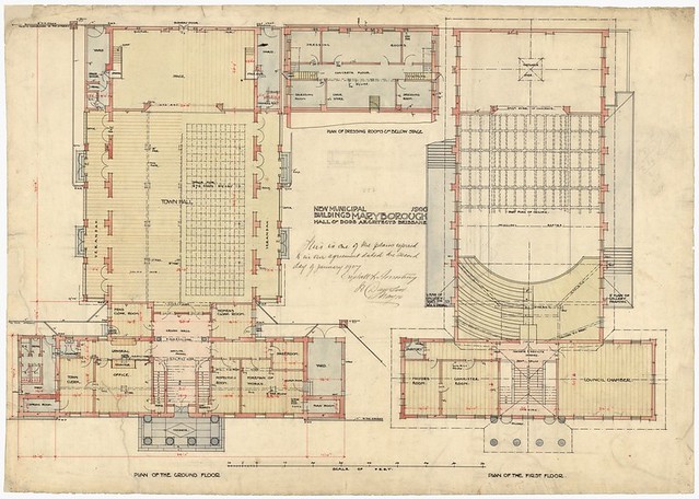 Hall and Dods Architectural drawing - Maryborough Town Council (1906-1931)