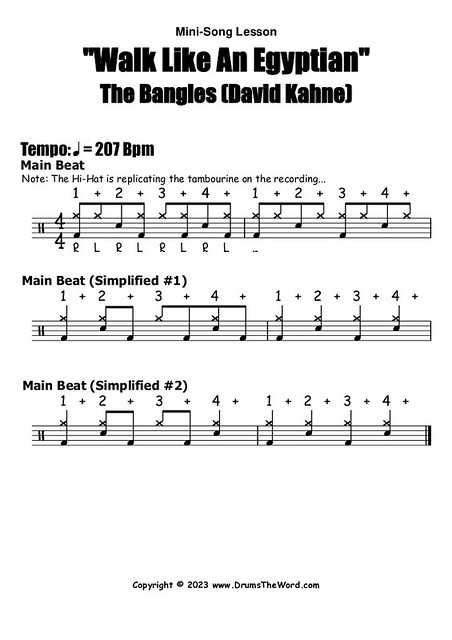 ★ Walk Like An Egyptian (The Bangles) ★ Drum Sheet Music | How To Play SONG (Debi Peterson)