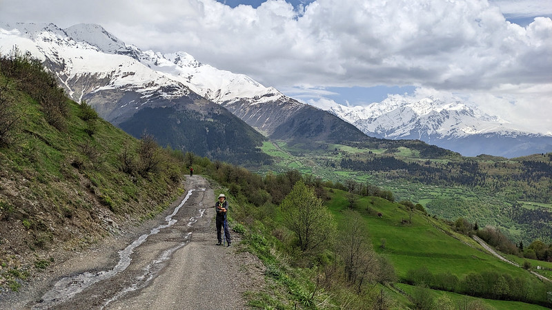 Walking up to the Mestia Cross Viewpoint - Mestia, Caucasus Mountains, Georgia