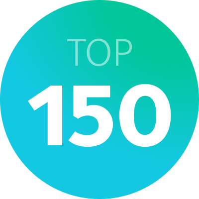 A circle with the text 'Top 150' displayed in the middle