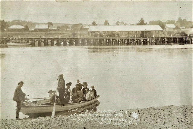 Victoria Ferry on Mersey River, Devonport, Tasmania - very early 1900s