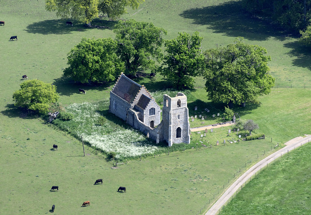 Aerial image: Barningham Winter - St Mary the Virgin Church. Site of a Norfolk lost village.