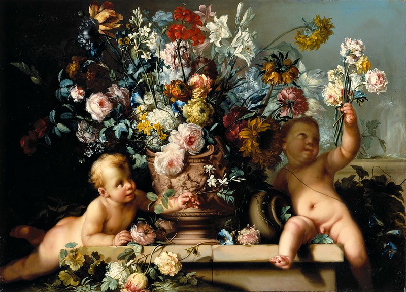 Ignaz Stern gen. Stella (1679-1748) - Blumen in Vase mit zwei Putten (1748)