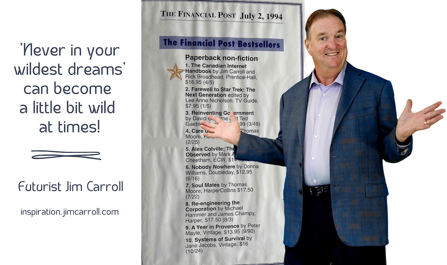 "' 'Never in your wildest dreams ' can become a little bit wild at times!" - Futurist Jim Carroll