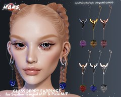 .Mars. - Glass Berry Earrings for Swallow Gauged Ears