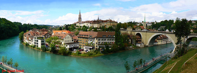 Bern - view of the old town and the bend Aare River