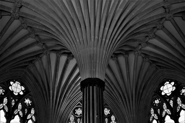 Black & White, Architecture, Wells Cathedral, Wells, Somerset, England.