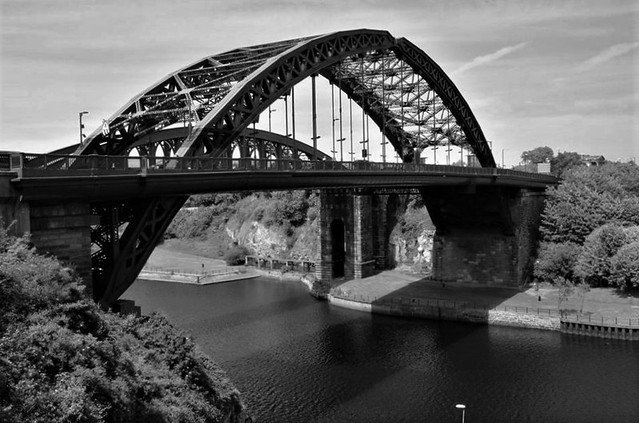 Black & White, Wearmouth Bridge, River Wear, Sunderland, Tyne & Wear, England.