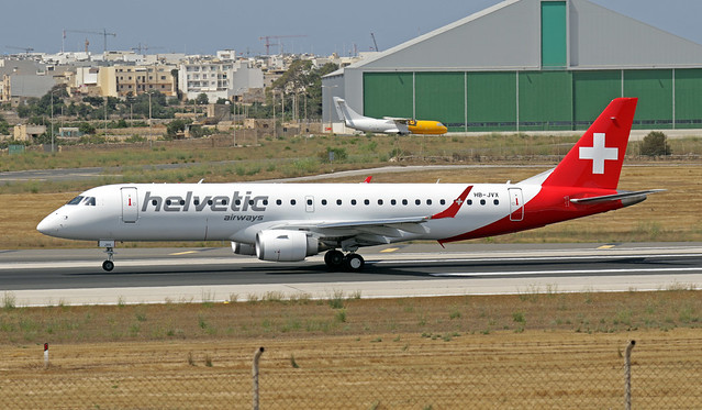 HB-JVX LMML 30-06-2023 Helvetic Airways Embraer 190-100LR CN 19000603