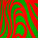 Psychedelic Zebra Red stripes on a green background.

Or is it green stripes on an red background?

At Crystal Bridges Museum of American Art in Bentonville, Arkansas