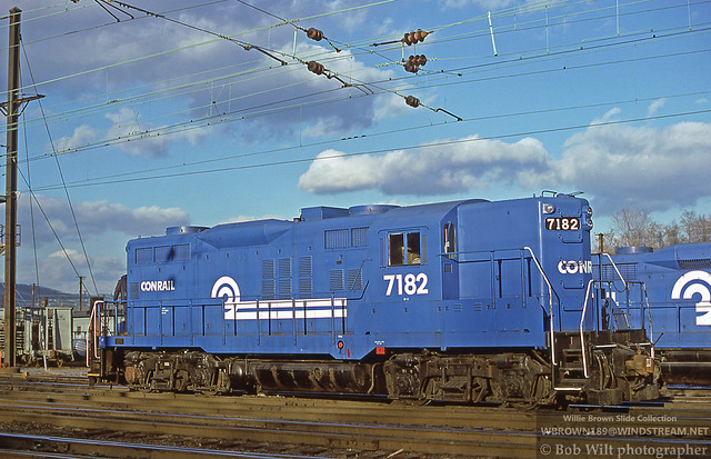 Conrail GP9 7182 {built 11/57 as PRR 7182} photographed 12/14/78 at Harrisburg, PA.