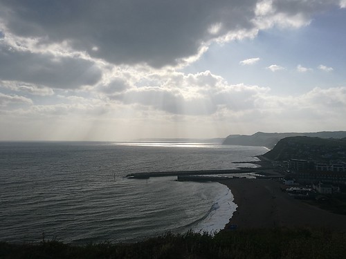 South West Coast Path : Abbotsbury to West Bay walk View of West Bay and beyond (Golden Cap) - swcwalk327 