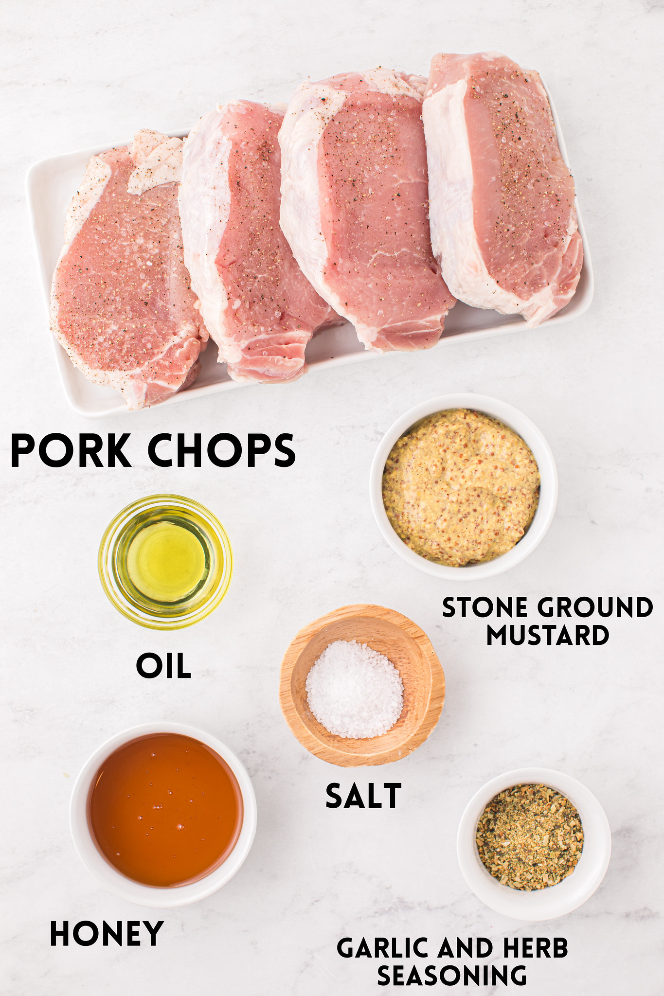 Ingredients for honey mustard pork chops