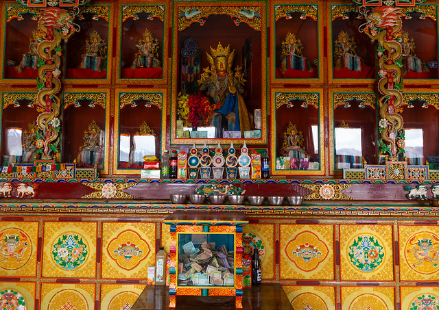 Temple decoration in Thiksey monastery, Ladakh, Thiksey, India