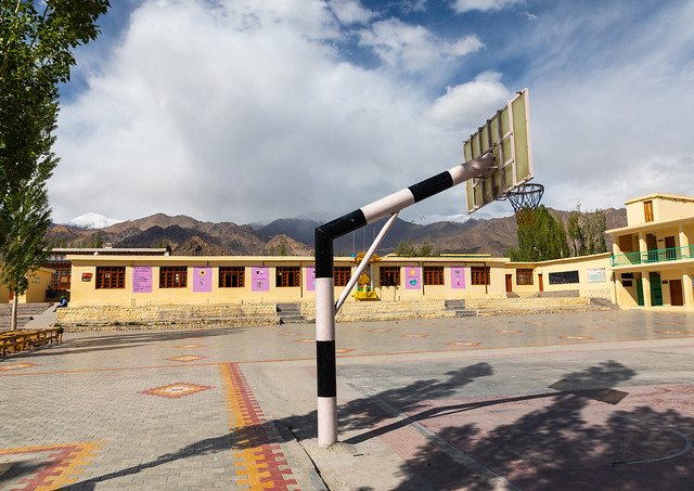 Basket ball playground in Tibetan SOS children village, Ladakh, Leh, India