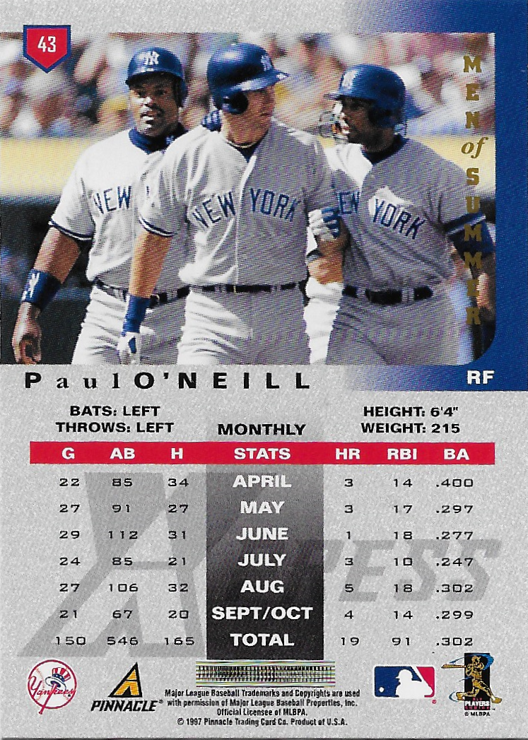 Fielder, Cecil - 1997 Pinnacle Xpress Men of Summer #43 (cameo with Paul O'Neill and Bernie Williams)