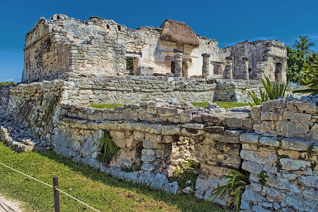 Ruins of the Mayan Walled City of Tulum, State of Quintana Roo, Mexico