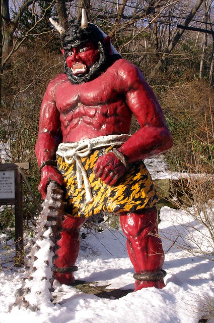 Red Oni at Jigokudani (Hell's Valley), Hokkaido, Japan