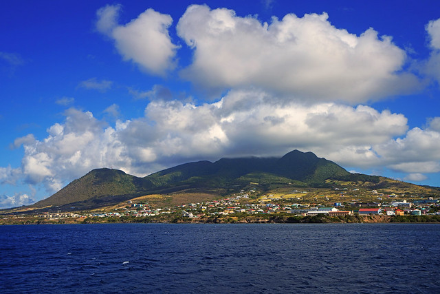 Caribbean part of St Kitts seen from the boat