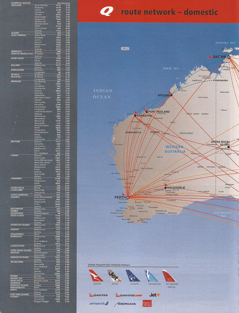 Qantas Domestic Route Map - January 2011