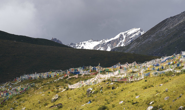Prayer flag landscape, Tibet 2018