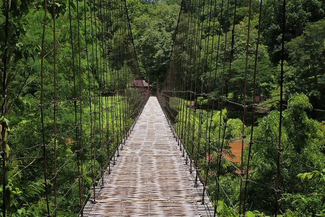Crossing the suspension bridge is an adventure in itself