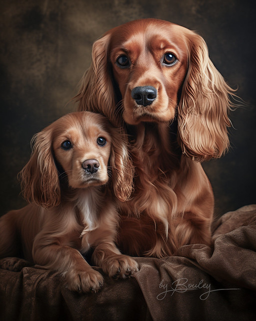 Cocker Spaniel with pup