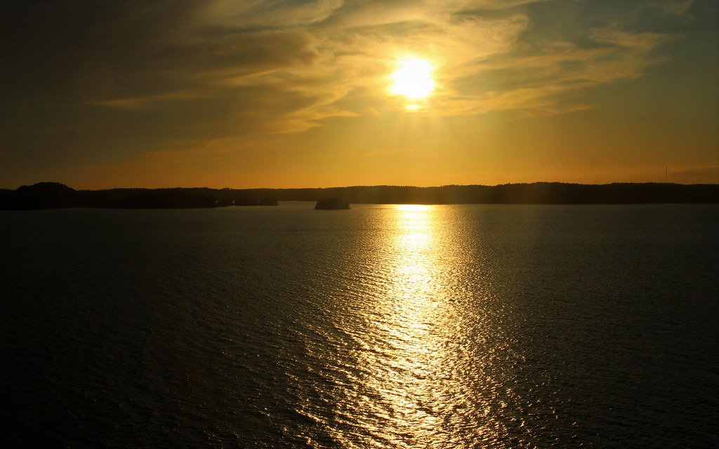 Sunset over archipelago