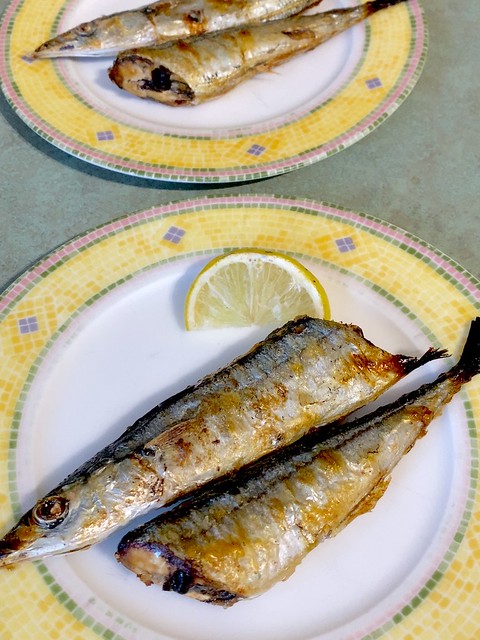 IMG_6756 Japanese breakfast - grilled pacific saury (sanma)