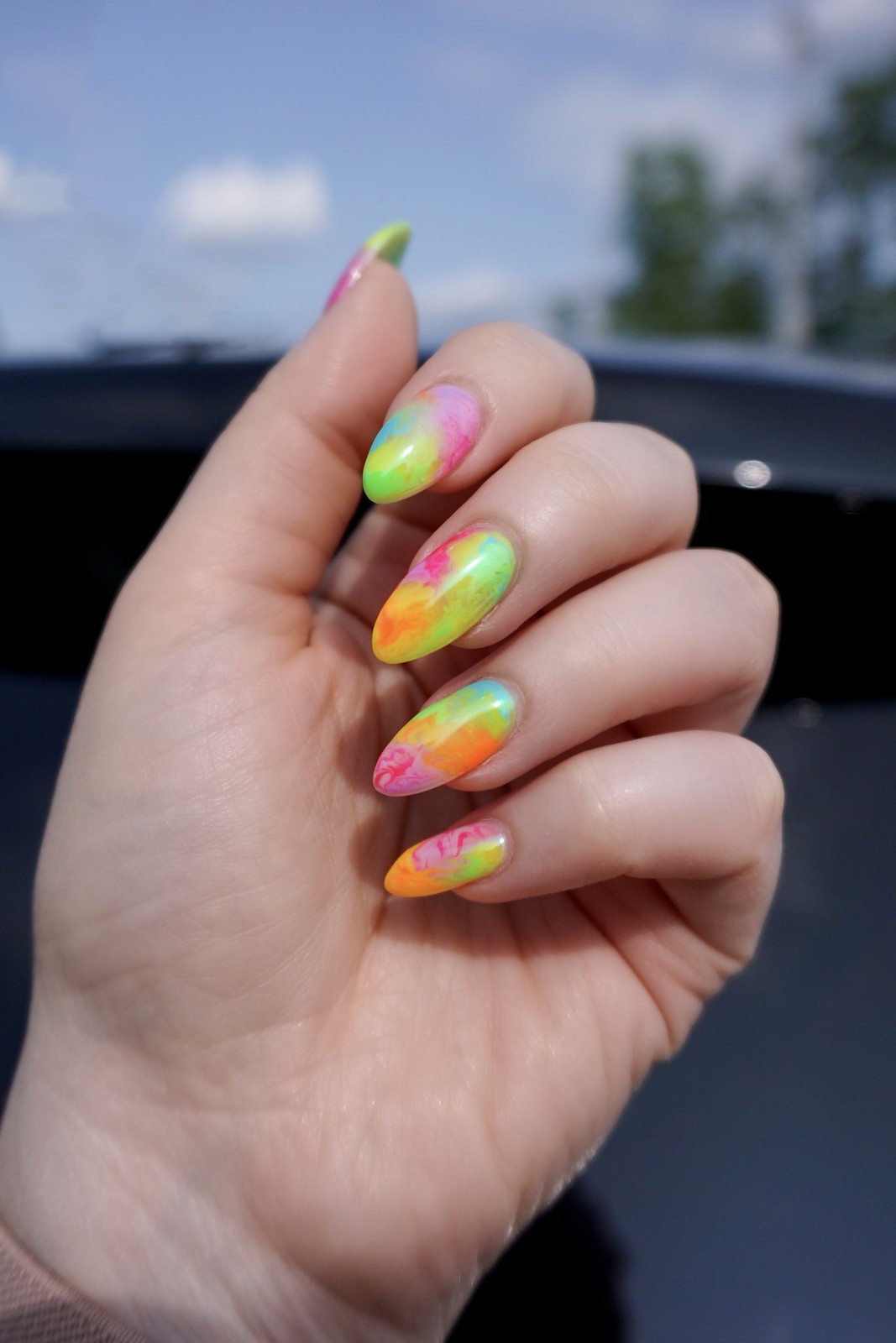 Colorful Tie Dye Nailsone of the bright cute summer nails design