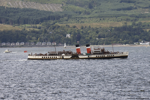 The paddle steamer Waverley; off the Gantocks, Firth of Clyde, Scotland.
