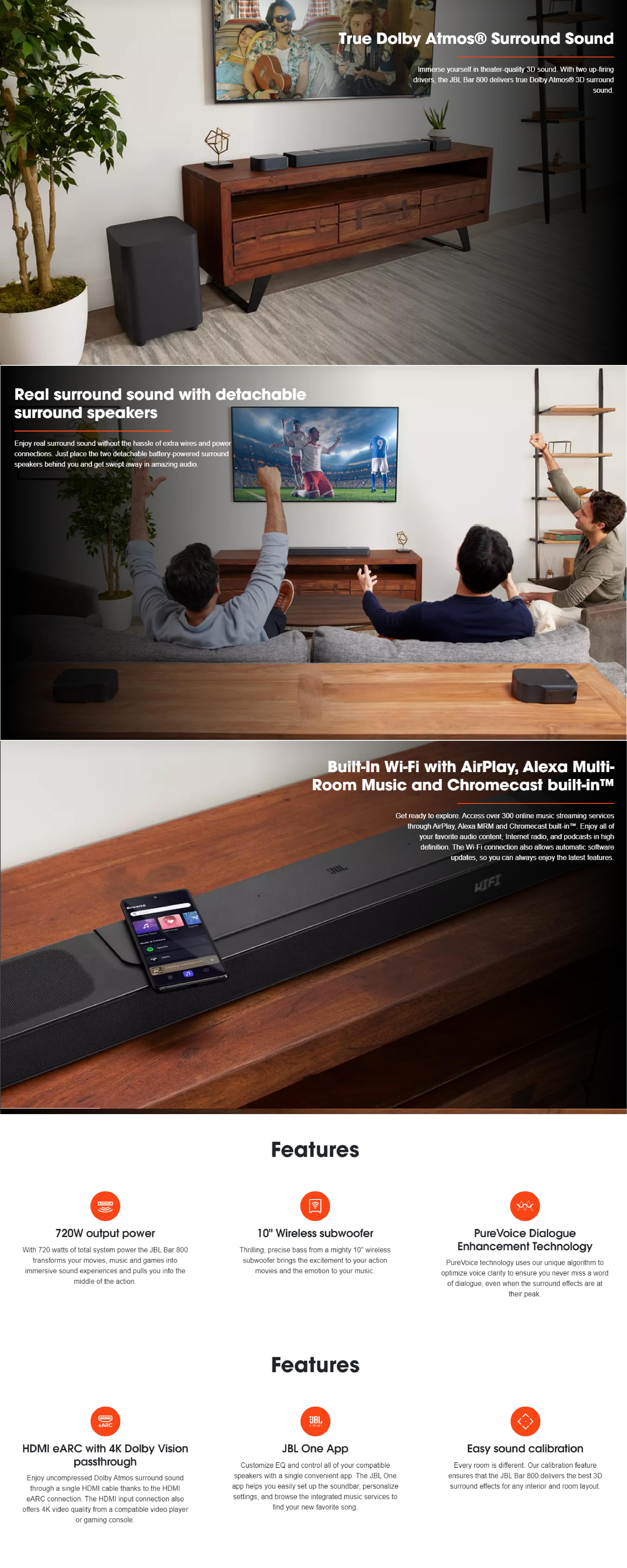 JBL Bar 800 5.1.2 Channel soundbar with Dolby Atmos 3D surround sound