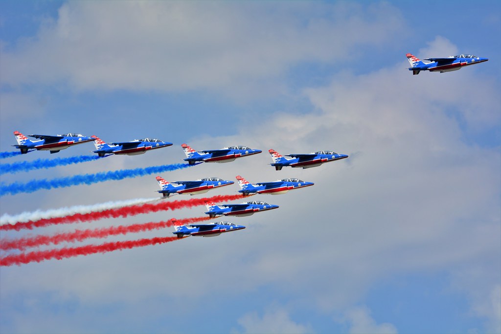 Paris  Répétition du défilé aérien du 14 Juillet par la PAF.