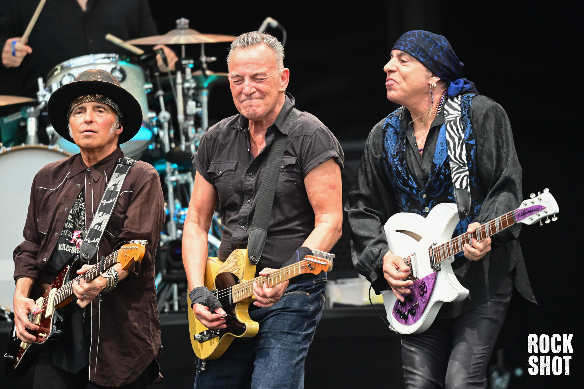 Nils Lofgren, Bruce Springsteen and Steven Van Zandt of the E Street Band perform on stage on Day 9 of American Express Presents BST Hyde Park on July 8, 2023 in London, United, Kingdom. (Photo by Dave Hogan/Hogan Media/Shutterstock)