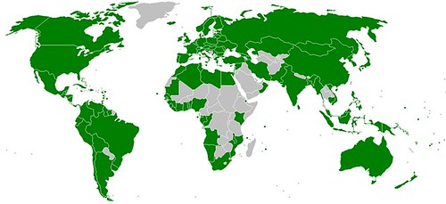 Fig.4. In verde i Paesi firmatari della convenzione MARPOL 73/78