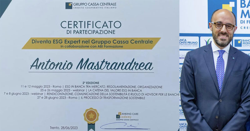 Antonio Mastandrea ESG Expert nel Gruppo Cassa Centrale