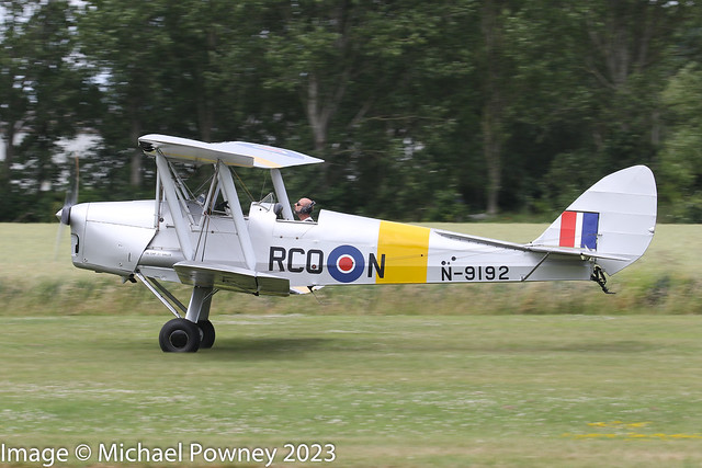 G-DHZF - 1939 build de Havilland DH.82A Tiger Moth, rolling for departure on Runway 28 at Breighton