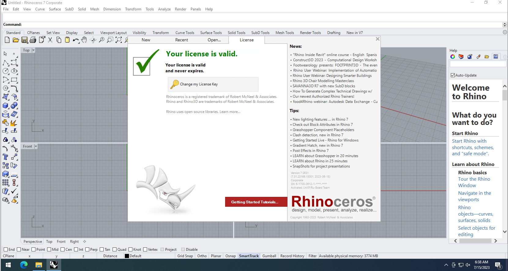 Working with Rhinoceros 7.31.23166.15001 full license