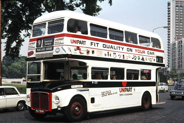 London Transport . RM249 VLT249 . Hyde Park Corner , London . May-1972 .