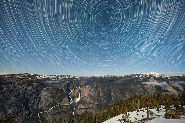 Yosemite Falls Moonbow Light Trail 16mm Star Trails