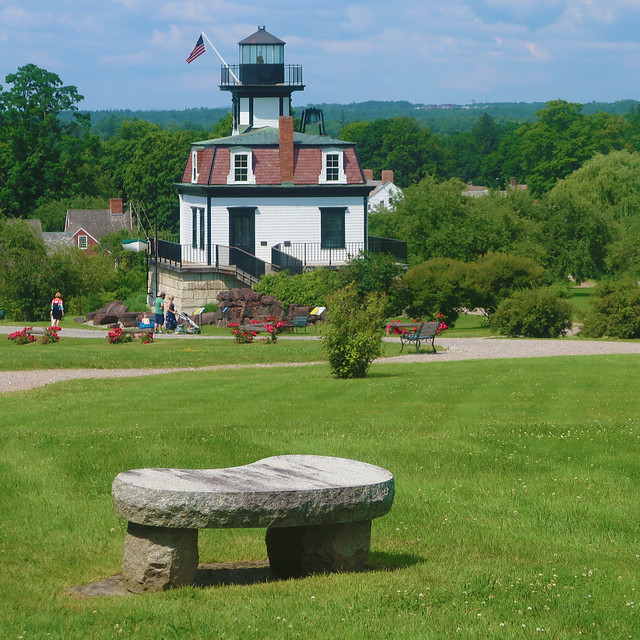 Lighthouse & Bench on the Lawn