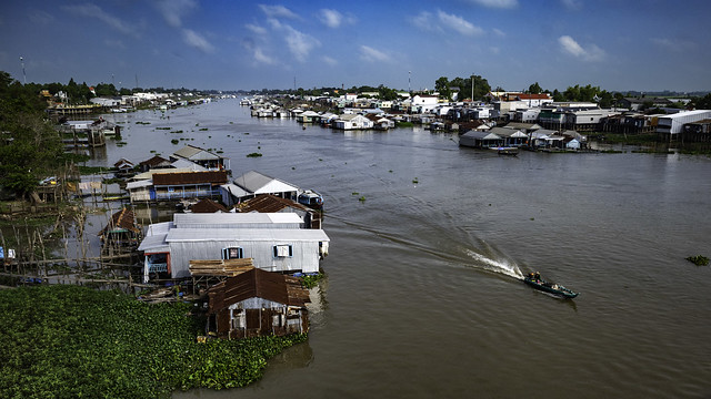 Floating houses on the Chau Doc river