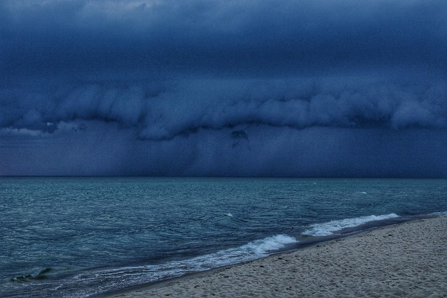 Storm clouds over Lake Michigan,  Pierport Beach