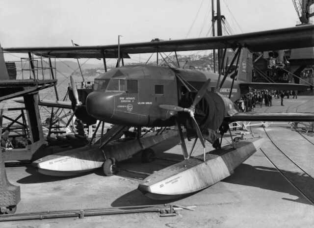 1933 The 'William Horlick' NR12384, a modified Curtiss T-32 Condor II Seaplane used during the 2nd Byrd Antarctic Expedition, on Pipitea Wharf, Wellington, New Zealand.