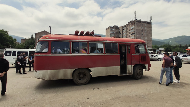 We Spot a PAZ Bus with Gas Tanks on the Roof - Vanadzor Bus Station - On the Road from Dilijan to Alaverdi, Armenia